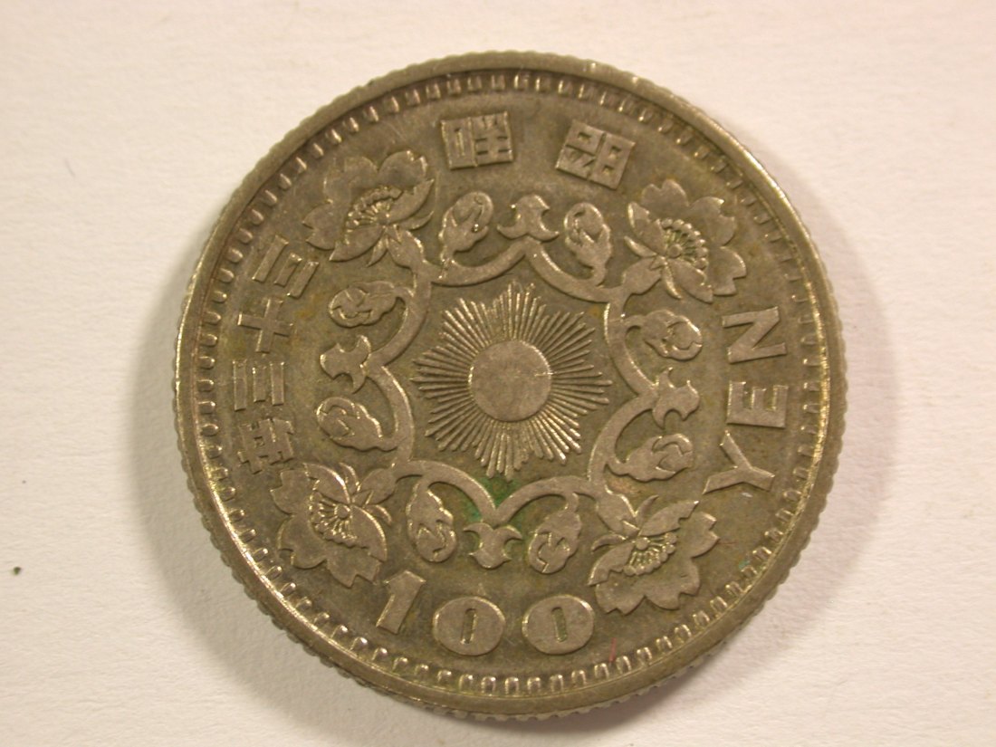  15013 Japan  100 Yen Phöenix Silber 1957   Orginalbilder   