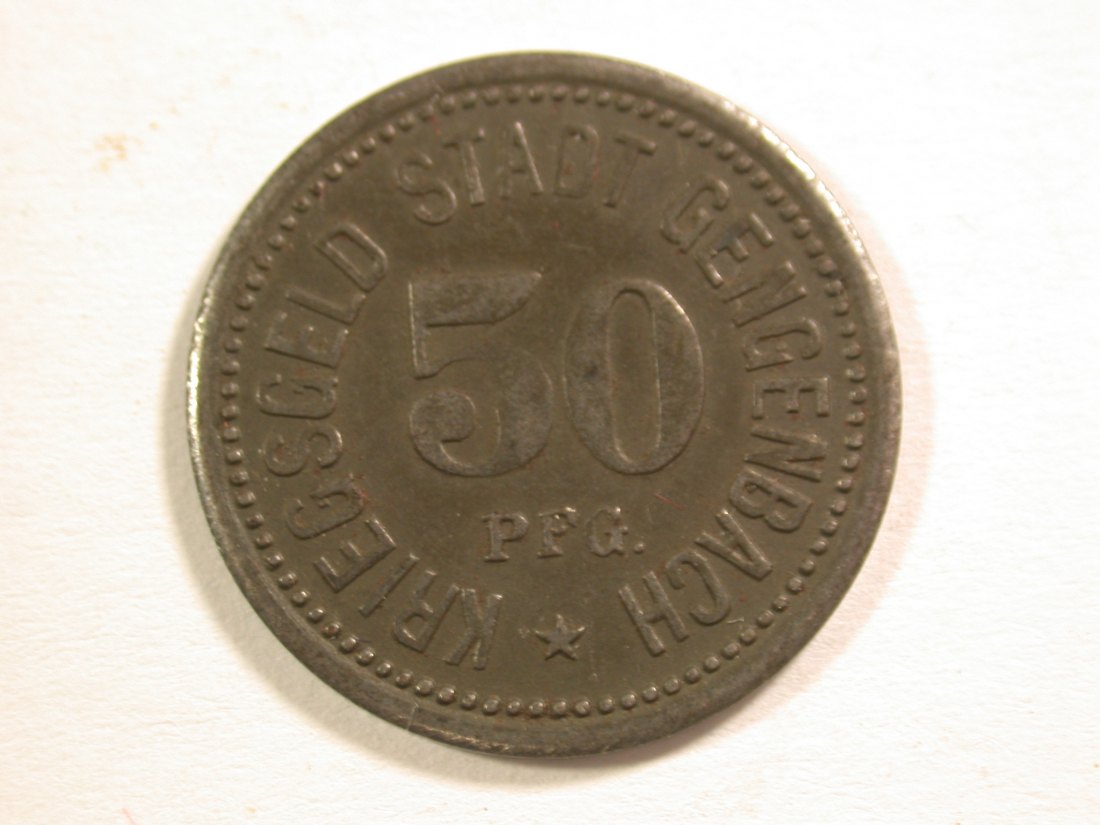  15013 Notgeld  50 Pfennig Gengenbach in vz-st 1918   Orginalbilder   