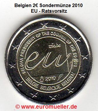 Belgien ...2 Euro Sondermünze 2010...EU-Vorsitz   