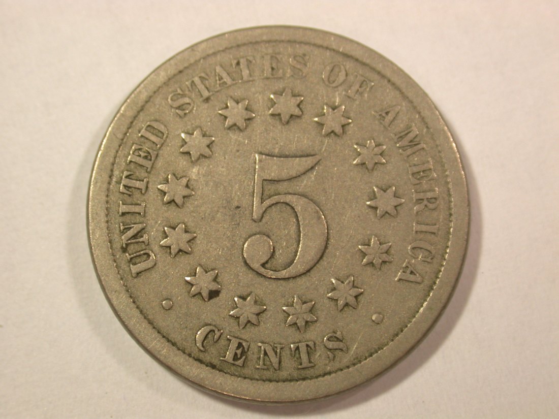  A001 USA  Shield Nickel 5 Cent 1868 in ss (VF)  Orginalbilder   