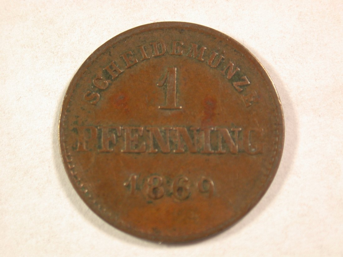  A101 Bayern  1 Pfennig  1869 in ss  Orginalbilder   