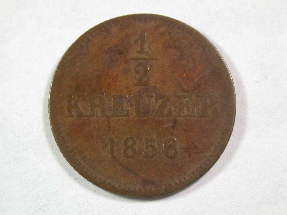  A101 Bayern  1/2 Kreuzer 1856 in f.ss  Orginalbilder   