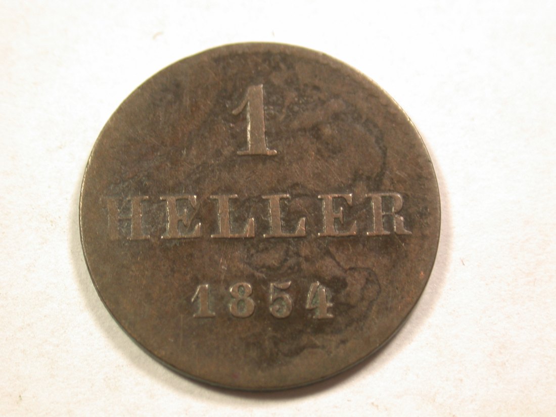  A102 Frankfurt 1 Heller 1854 in ss Orginalbilder   