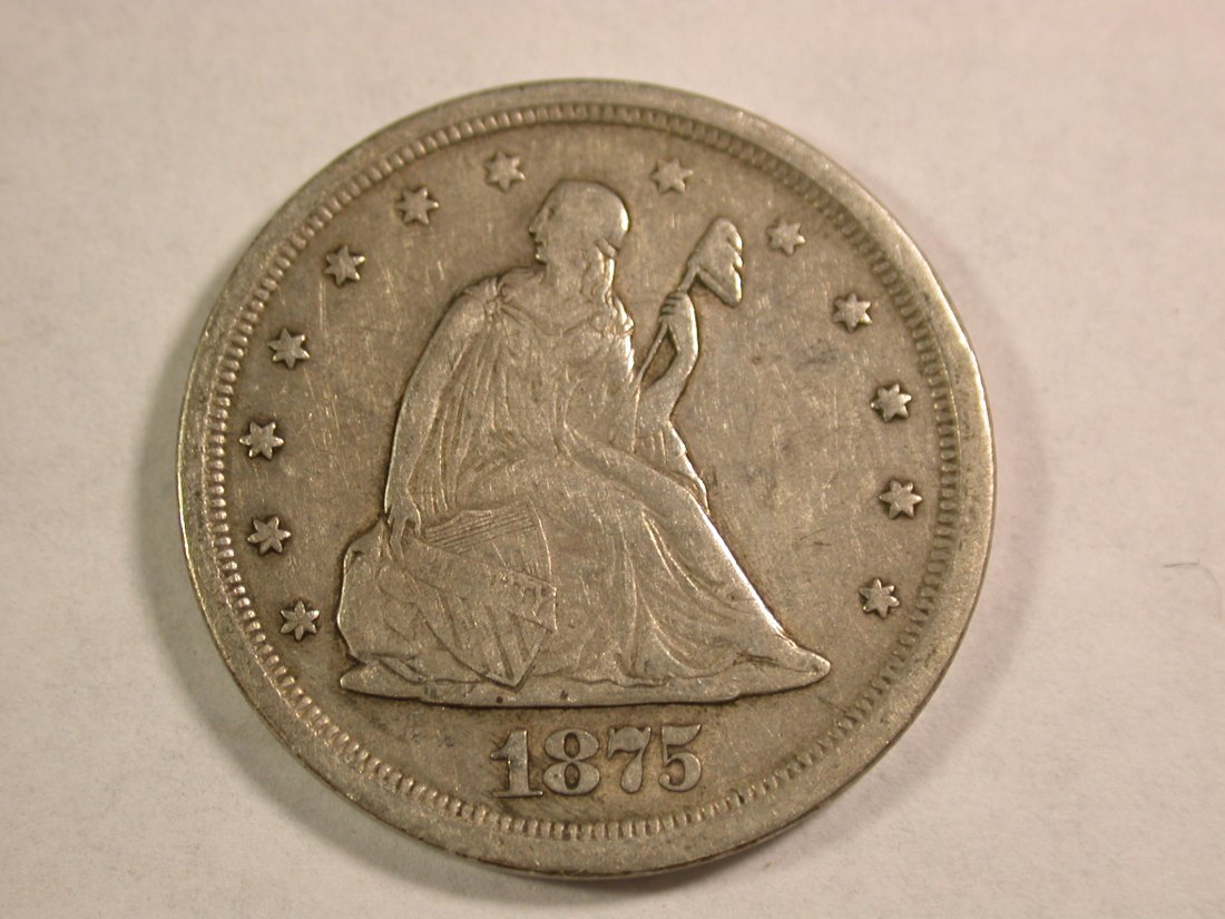  A103 USA  20 Cent 1875 <i>S</i> in fast ss (near VF) Orginalbilder   