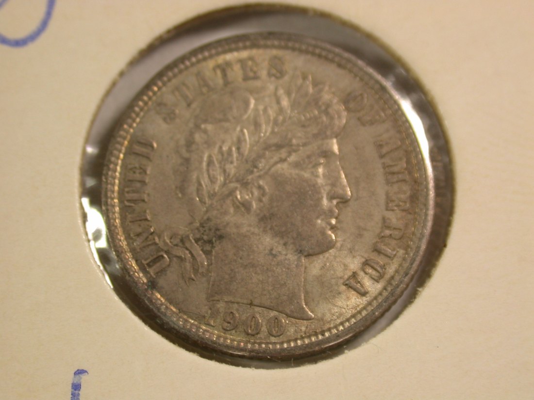 A103 USA  Dime 10 Cent 1900 in f.st (MS??) Orginalbilder   
