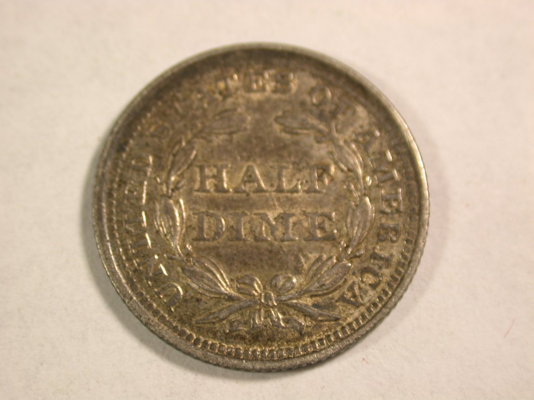  A103 USA  half Dime 5 Cent 1857 in vz+ Orginalbilder   