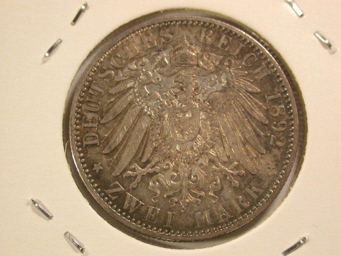  A104 KR Sachsen Weimar Eisenach 2 Mark 1892 in vz/vz-st   Orginalbilder   