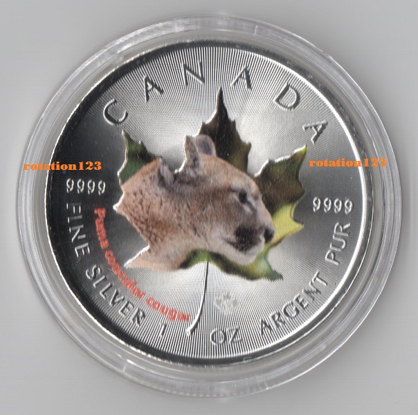  Canada 5 $ 2014 <i>Wildlife-Serie I. - Puma</i> Silber-Farbe inkl. Zertifikat   