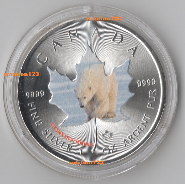  Canada 5 $ 2014 <i>Wildlife-Serie I. - Polarbär</i> Silber-Farbe-Color **Max. 5.000 Ex.**   
