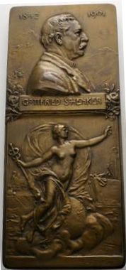  Plakette Bronze mit Schachtel, Gottfried Schenker; 344g; H143xB61mm   