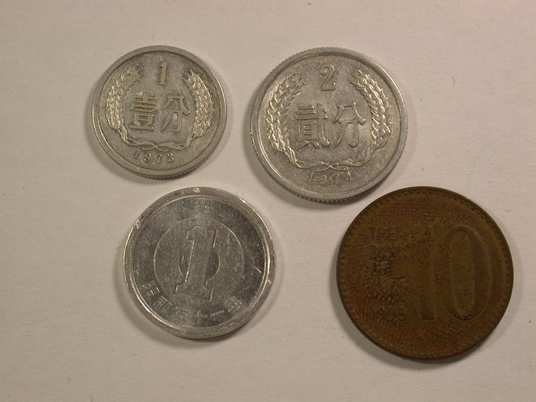  Lots -31- China, Korea und ? 1973-1978 4 Münzen Asien  Orginalbilder   