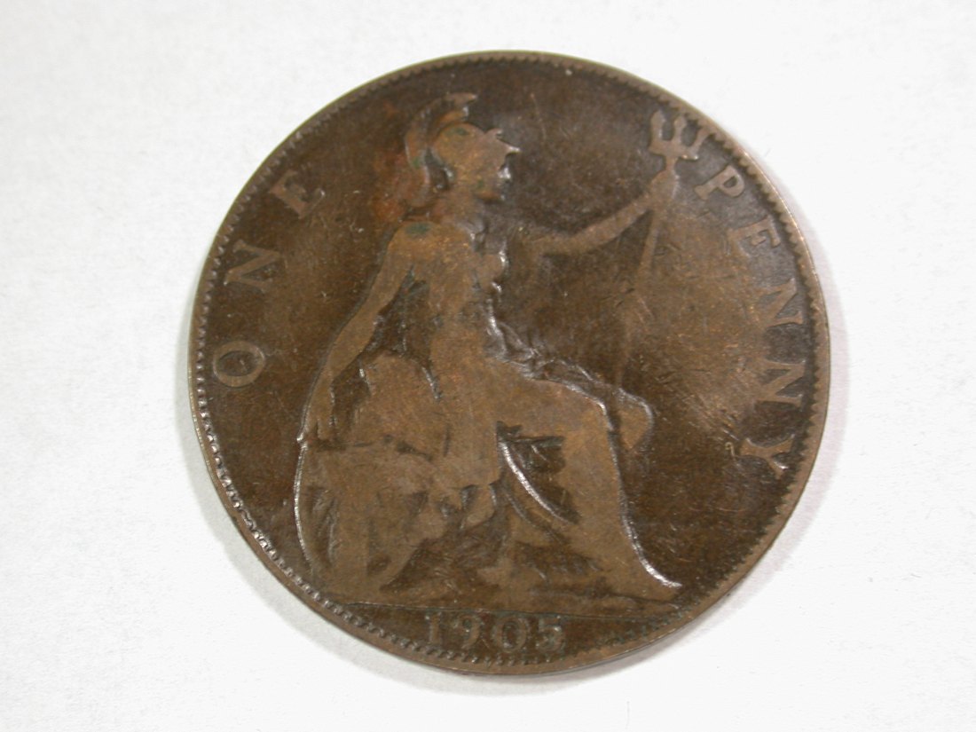  A201 Großbritannien  1 Penny 1905 in f.ss  Orginalbilder   