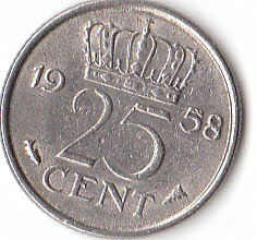 Niederlande (C019)b. 25 Cent 1958 siehe scan