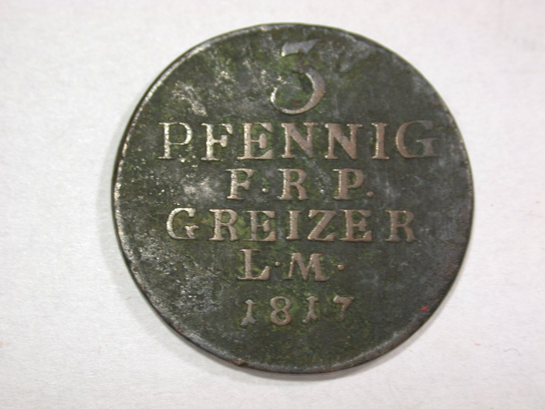  A204 Reuss ältere Linie  3 Pfennig 1817 in s-ss  Orginalbilder   