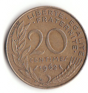Frankreich (C033)b. 20 Centimes 1962 siehe scan