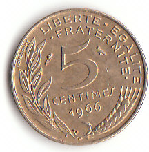 Frankreich (C040)  b. 5 Centimes 1966 siehe scan