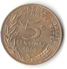 Frankreich (C042)b. 5 Centimes 1983 siehe scan