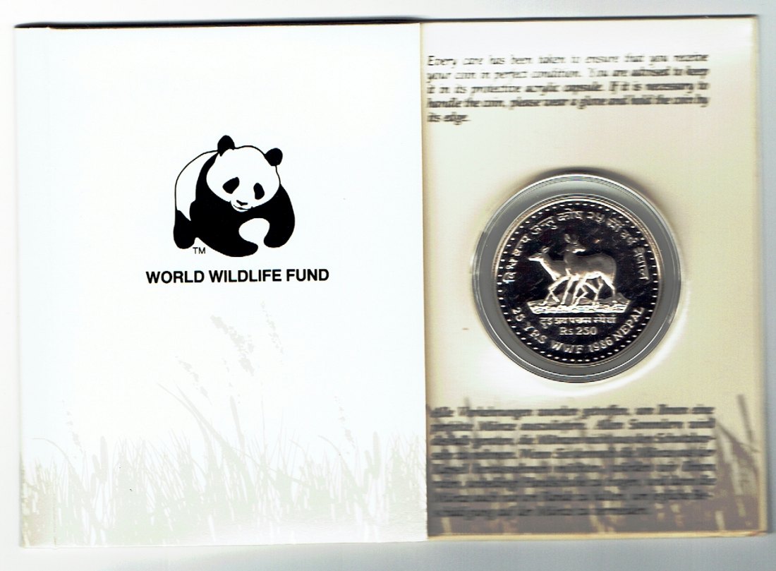  250 Rupees Nepal 1986 PP in Silber(WWF-Moschustiere)(g1261)   