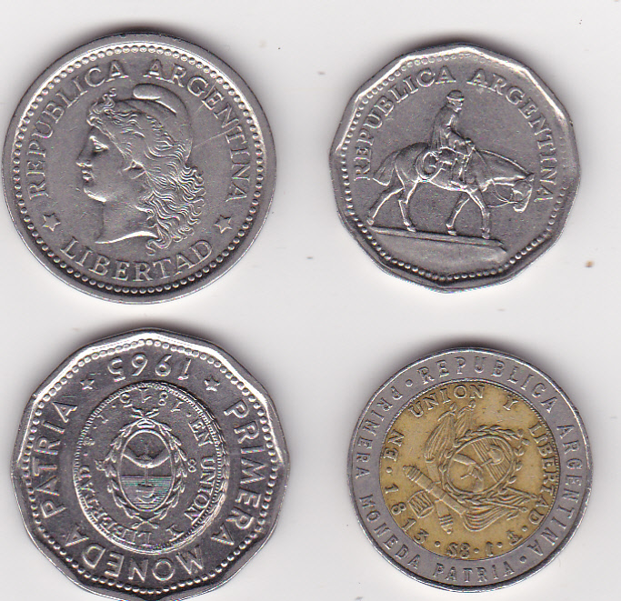  4 Kursmünzen Argentinien, siehe Scan   