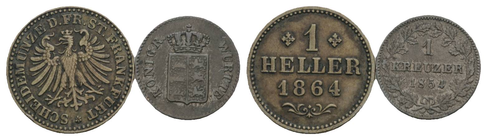  Altdeutschland,2 Kleinmünzen (1864, 1854)   