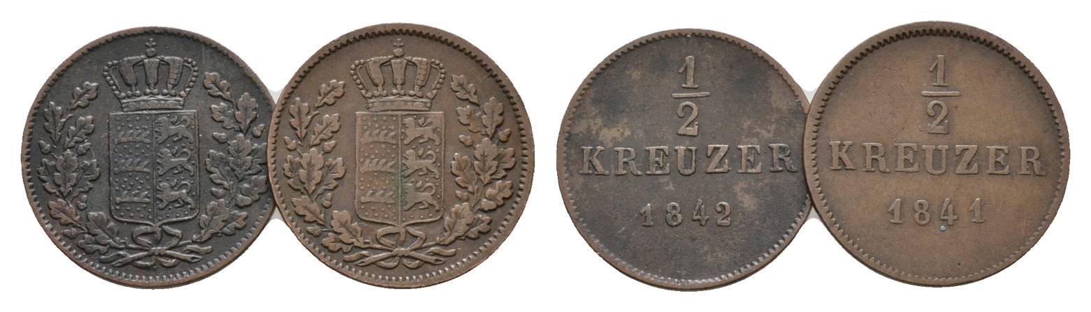  Altdeutschland, 2 Kleinmünzen (1842/1841)   