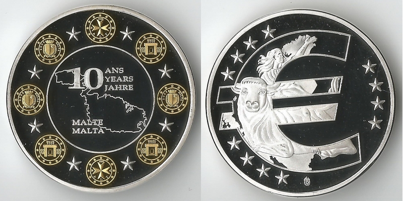  Malta   Medaille   '10 Jahre Euro'  FM-Frankfurt   Gewicht: 30g    PP   