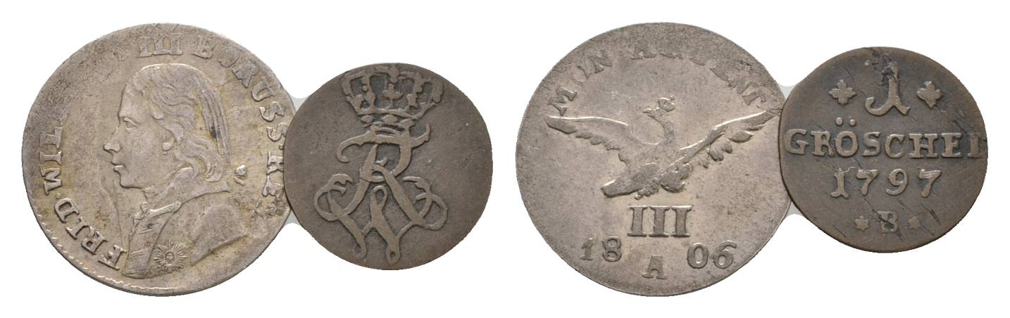  Altdeutschland, 2 Kleinmünzen (1806/1797)   