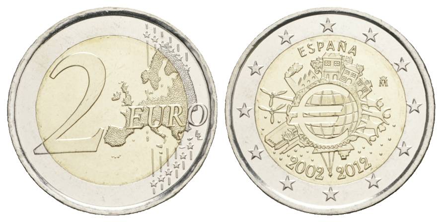 Spanien, 2 Euro 2012, 10 Jahre Euro   