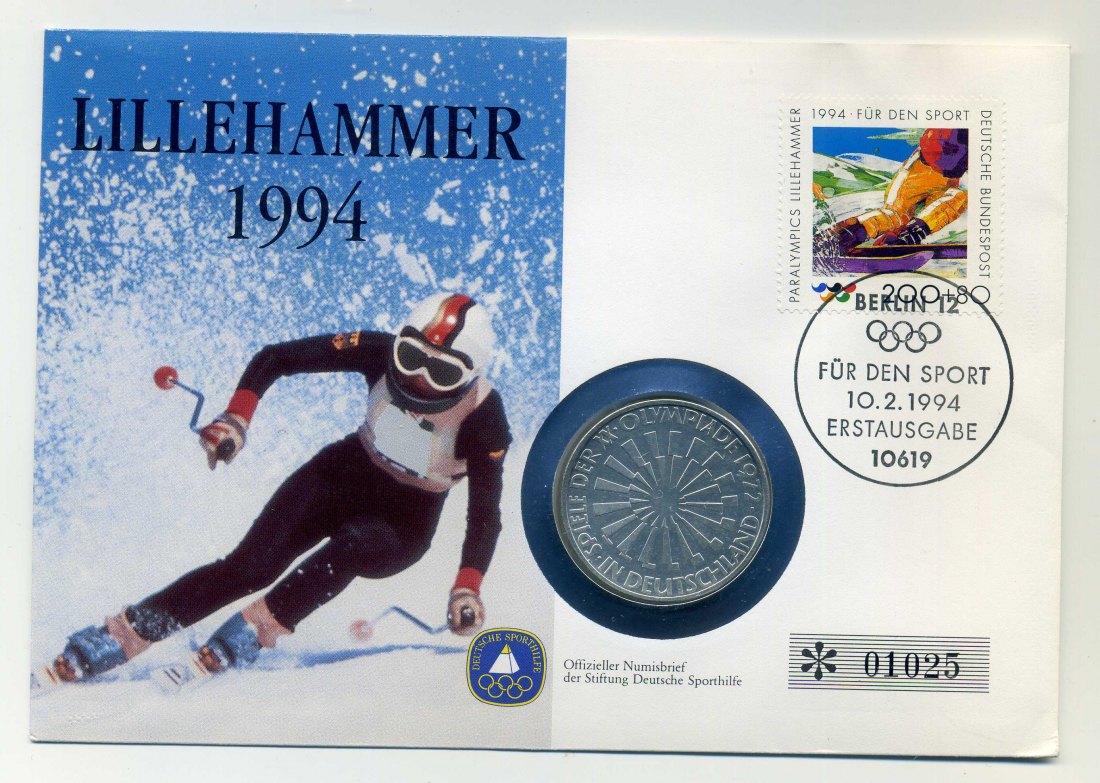  Numisbrief Lillehammer mit 10 DM 1972 Spirale Olympia Deutschland   