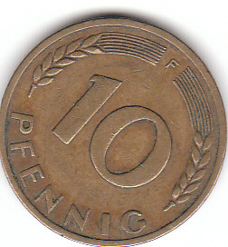 Deutschland ((C057)b. 10 Pfennig 1950 F siehe scan