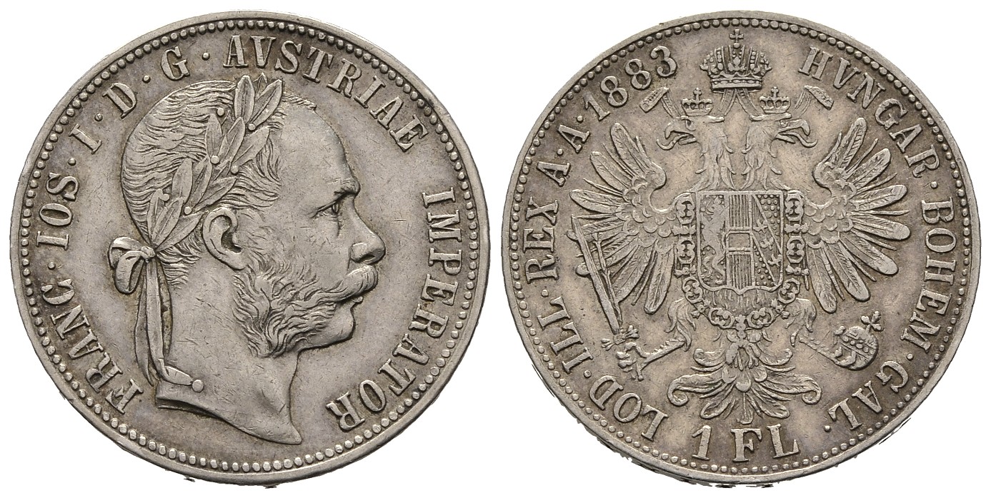 PEUS 7534 Österreich 11,1 g Feinsilber. Franz Joseph I. (1848 - 1916) Florin 1883 Kl. Kratzer, sehr schön