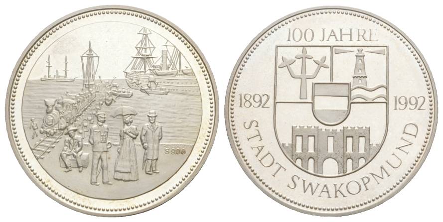  Silbermedaille Stadt Swakopmund 1992, Ø 36,98mm 23,38g   
