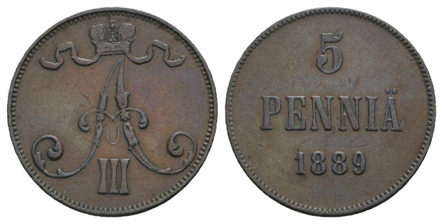  Finnland, 5 Penniä 1889   