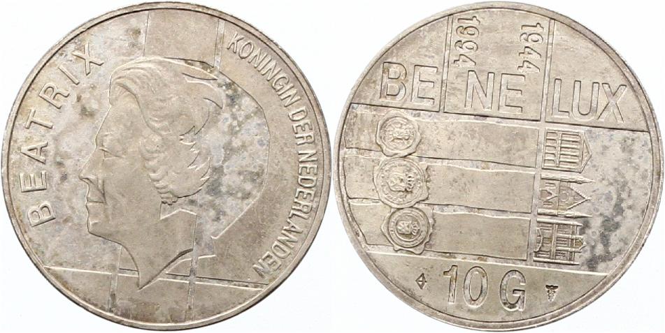  7162 Niederlande 10 Gulden 1994  10,80 Gramm Silber fein  sehr schön   