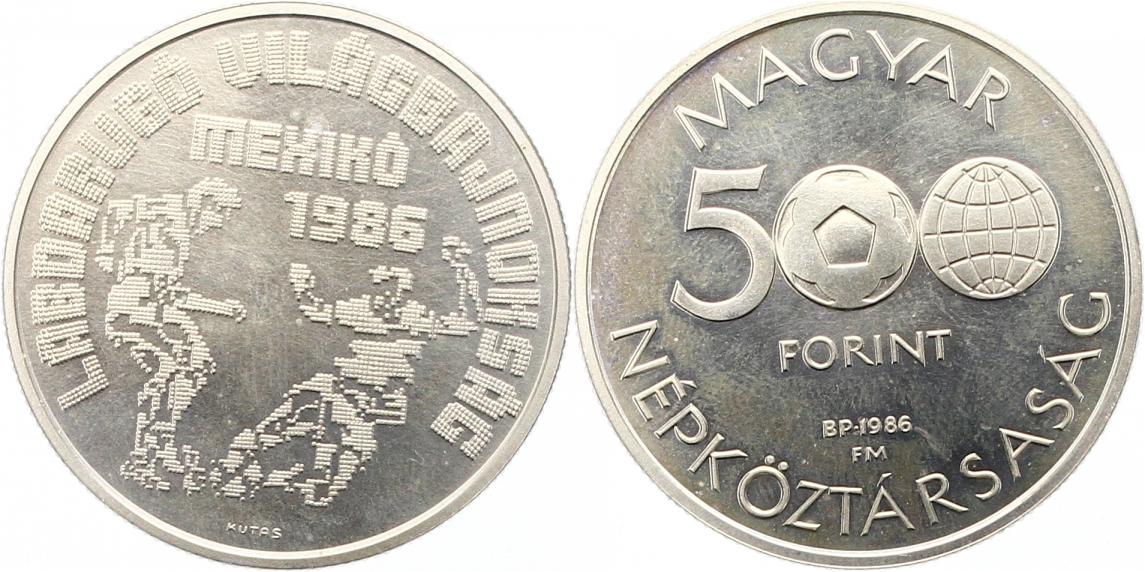  7165 Ungarn 500 Forint 1986  17,92 Gramm Silber fein  Stempelglanz aus polierter Platte   