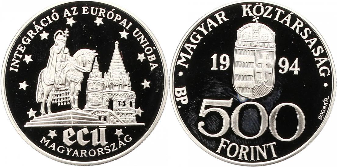  7168 Ungarn 500 Forint 1994  29,10 Gramm Silber fein  Stempelglanz aus polierter Platte   