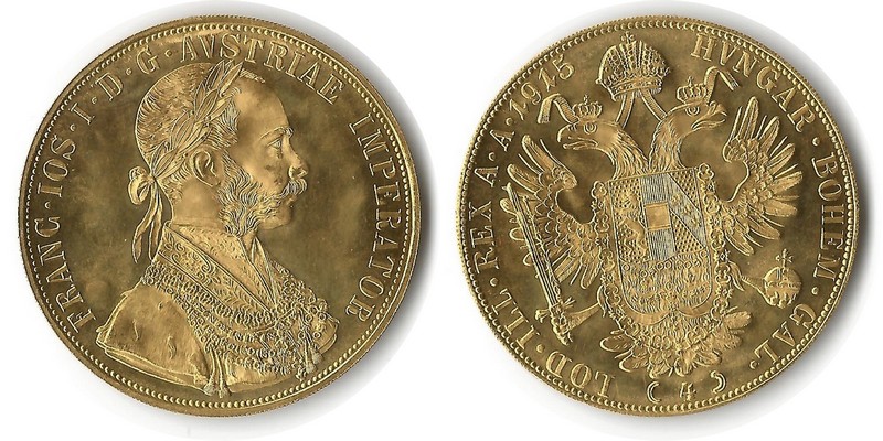 Österreich MM-Frankfurt  Feingewicht: 13,76g Gold 4 Dukaten 1915 sehr schön