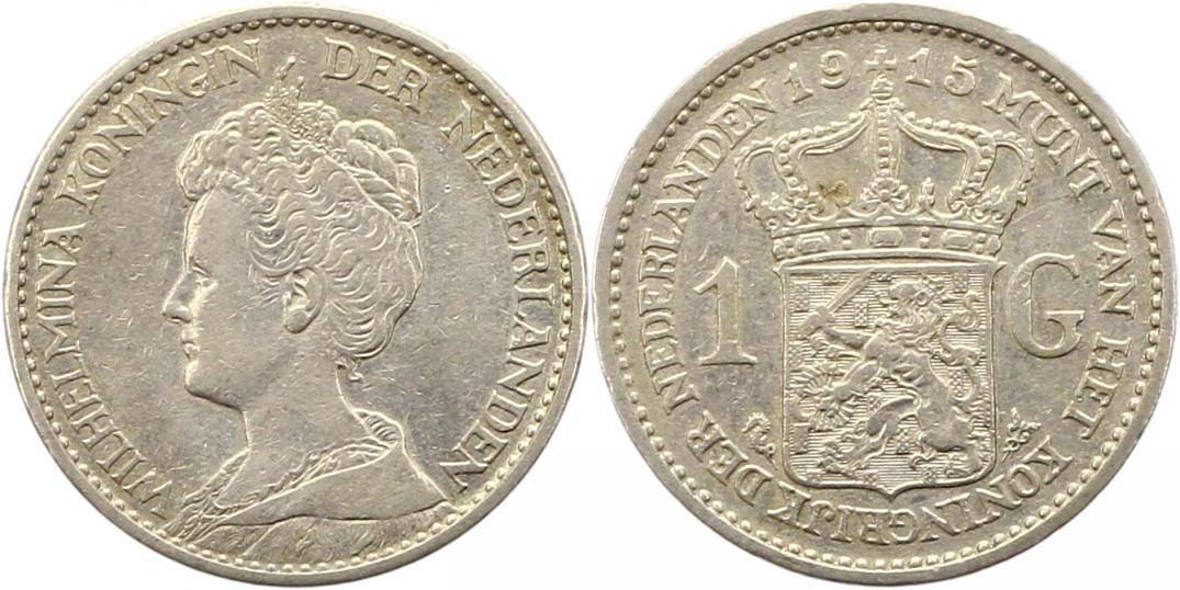  7204 Niederlande 1 Gulden 1915 Silber  sehr schön   