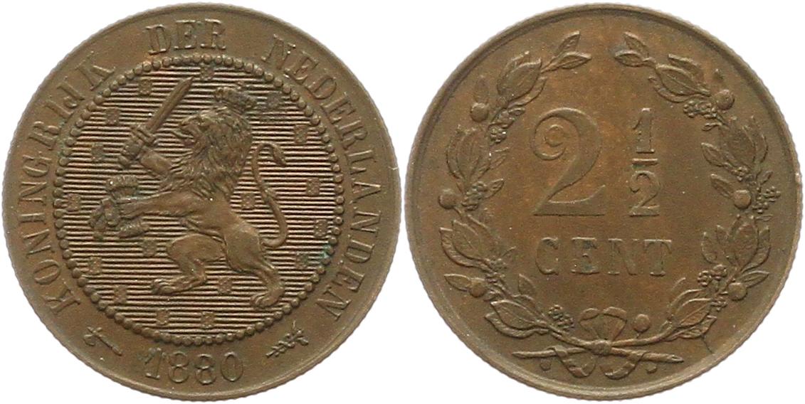  7222 Niederlande 2 1/2  Cent 1880 fast vorzüglich   
