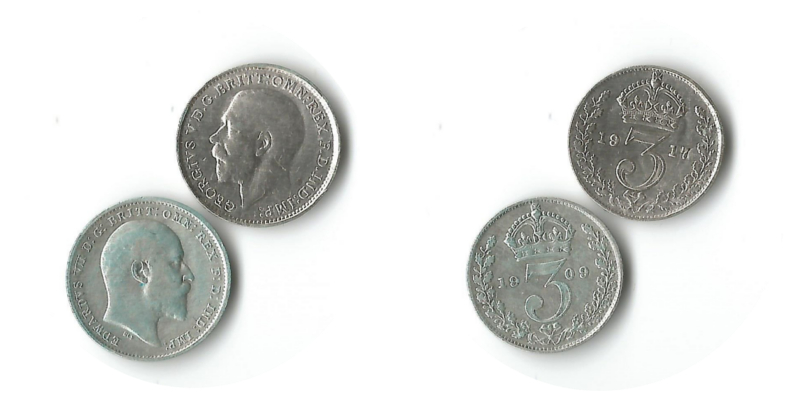  Australien 2x 3 Pence  1909/1917   FM-Frankfurt  Feingewicht: 2x 1,3  Silber  sehr schön   