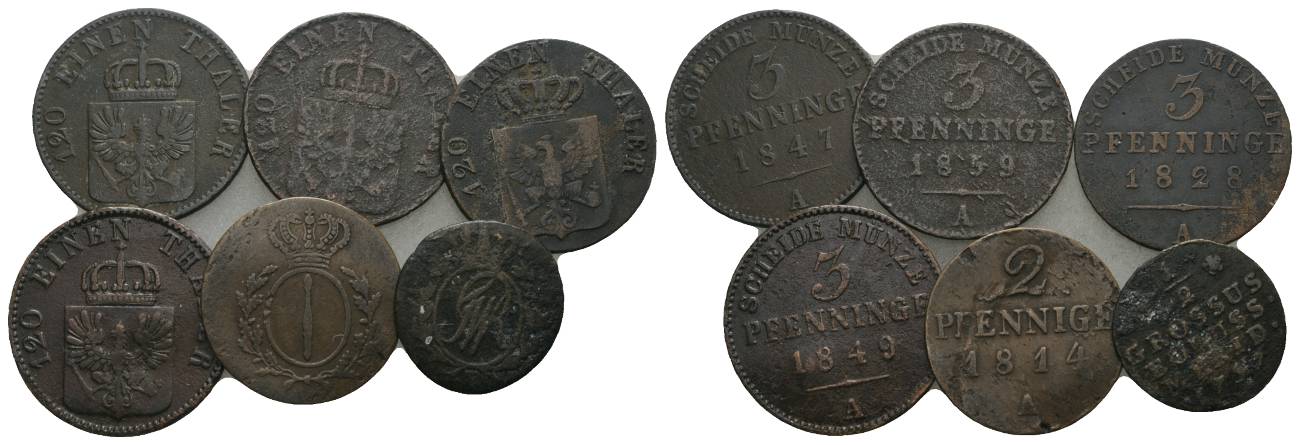  Altdeutschland, 6 Kleinmünzen   