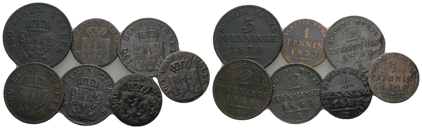 Altdeutschland, 7 Kleinmünzen   