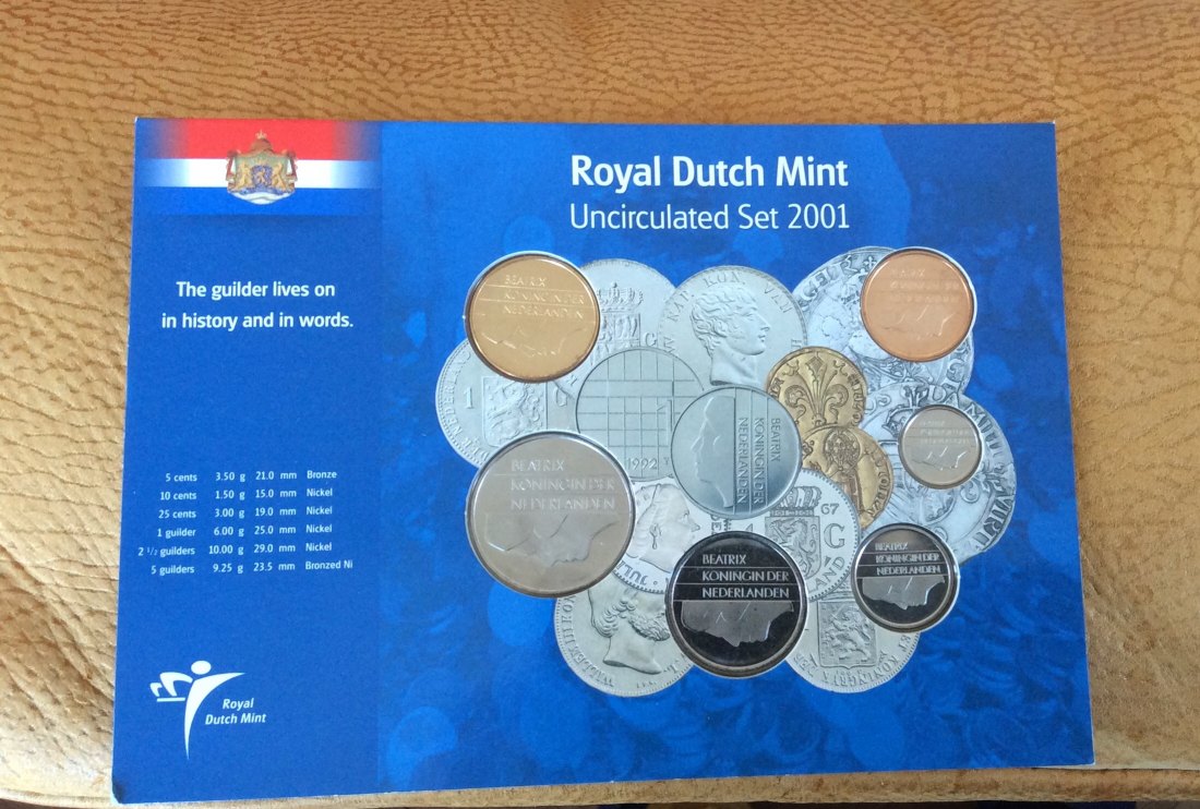  Nierderlande Letzter Gulden KMS 2001 vor dem Euro im Originalfolder   