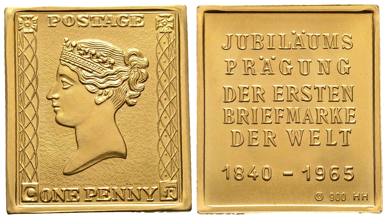 PEUS 7638 BRD 6,28 g Feingold. Jubiläumsprägung erste Briefmarke Briefmarkenprägung GOLD o.J. Stempelglanz
