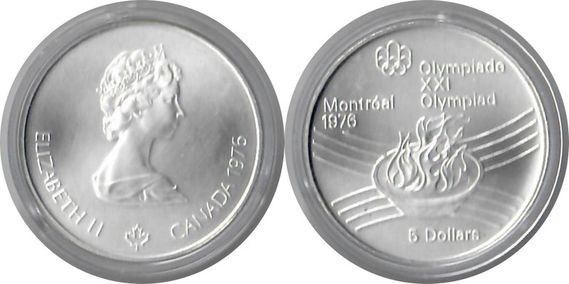  Kanada  5 Dollar  1976  FM-Frankfurt Feingewicht: 23,03g  Silber  stempelglanz   