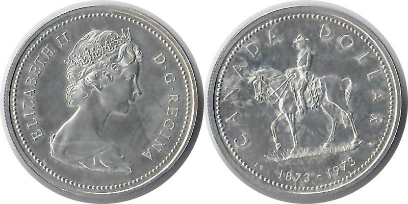  Kanada  1 Dollar  1973 FM-Frankfurt Feingewicht: 11,66g Silber vorzüglich (Patina)   
