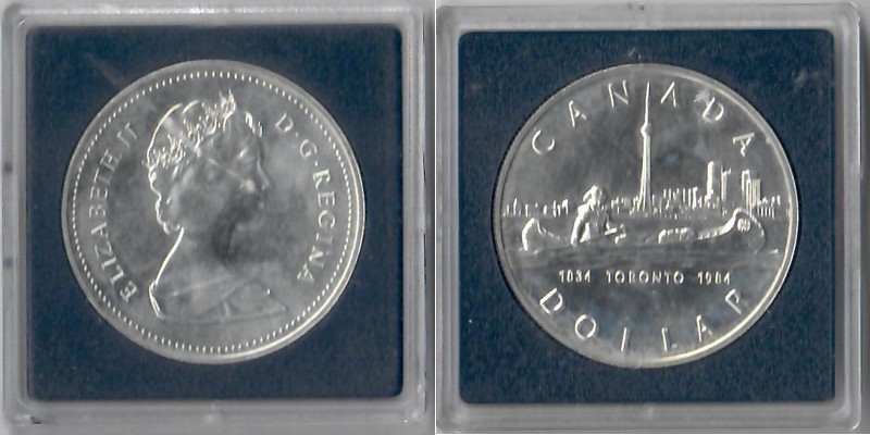  Kanada  1 Dollar  1984  FM-Frankfurt  Feingewicht: 11,66g Silber vorzüglich (angelaufen)   