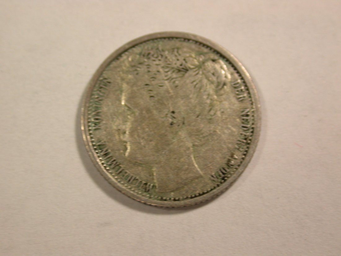  B06 Niederlande  10 Cents 1908 in ss+ Silber  Originalbilder   