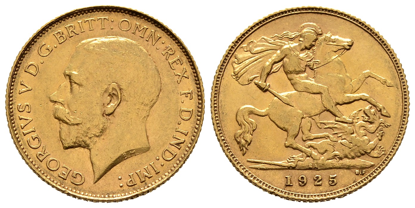PEUS 7672 Grossbritannien / Südafrika 3,66 g Feingold. Georg V. (1910 - 1936) 1/2 Sovereign GOLD 1925 SA Pretoria Sehr schön