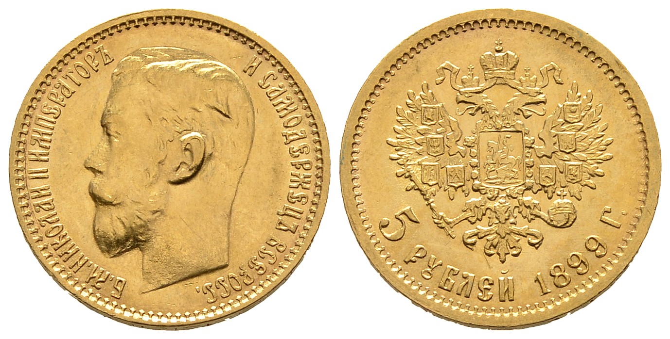 PEUS 7681 Russland 3,87 g Feingold. Zar Nikolaus II. (1894 - 1917) 5 Rubel GOLD 1899 ФЗ (FZ) Sehr schön +